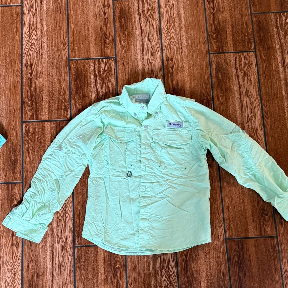 Columbia Kids Light Green Button Down Shirt